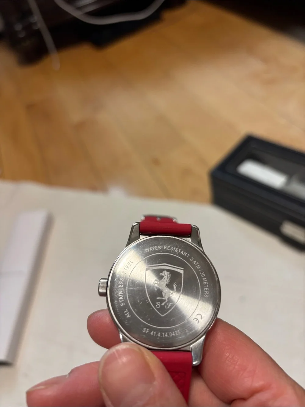 Ferrari Red Strap Black Dial Men's Watch